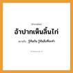 สำนวนไทย: อ้าปากเห็นลิ้นไก่ หมายถึง?, หมายถึง รู้ทันกัน, รู้ทันสิ่งที่จะทำ หมายเหตุ ตัวอย่าง: แค่อ้าปาก ก็เห็นลิ้นไก่แล้ว ไม่ต้องพูดเยอะให้มากความ อวัยวะ ปาก