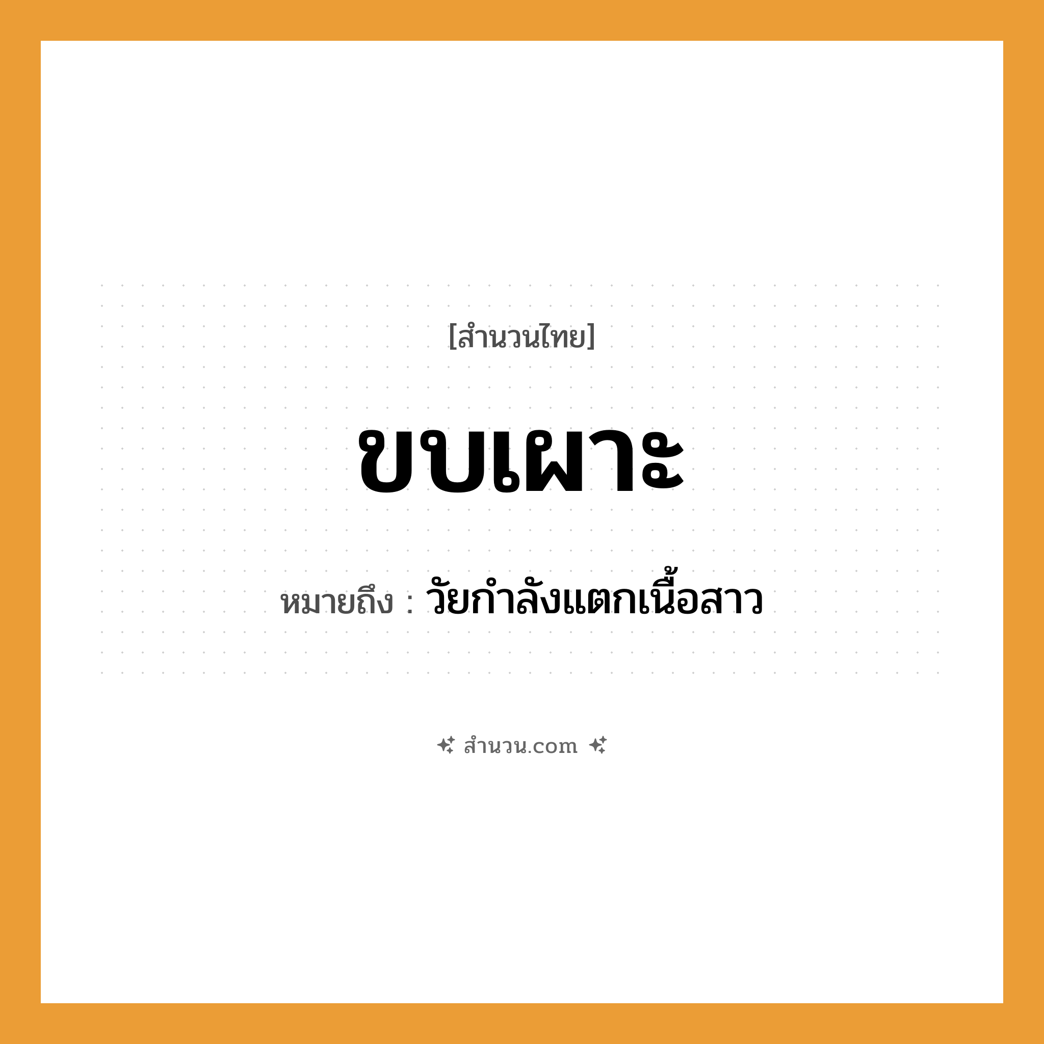 สำนวนไทย: ขบเผาะ หมายถึง?, หมายถึง วัยกำลังแตกเนื้อสาว