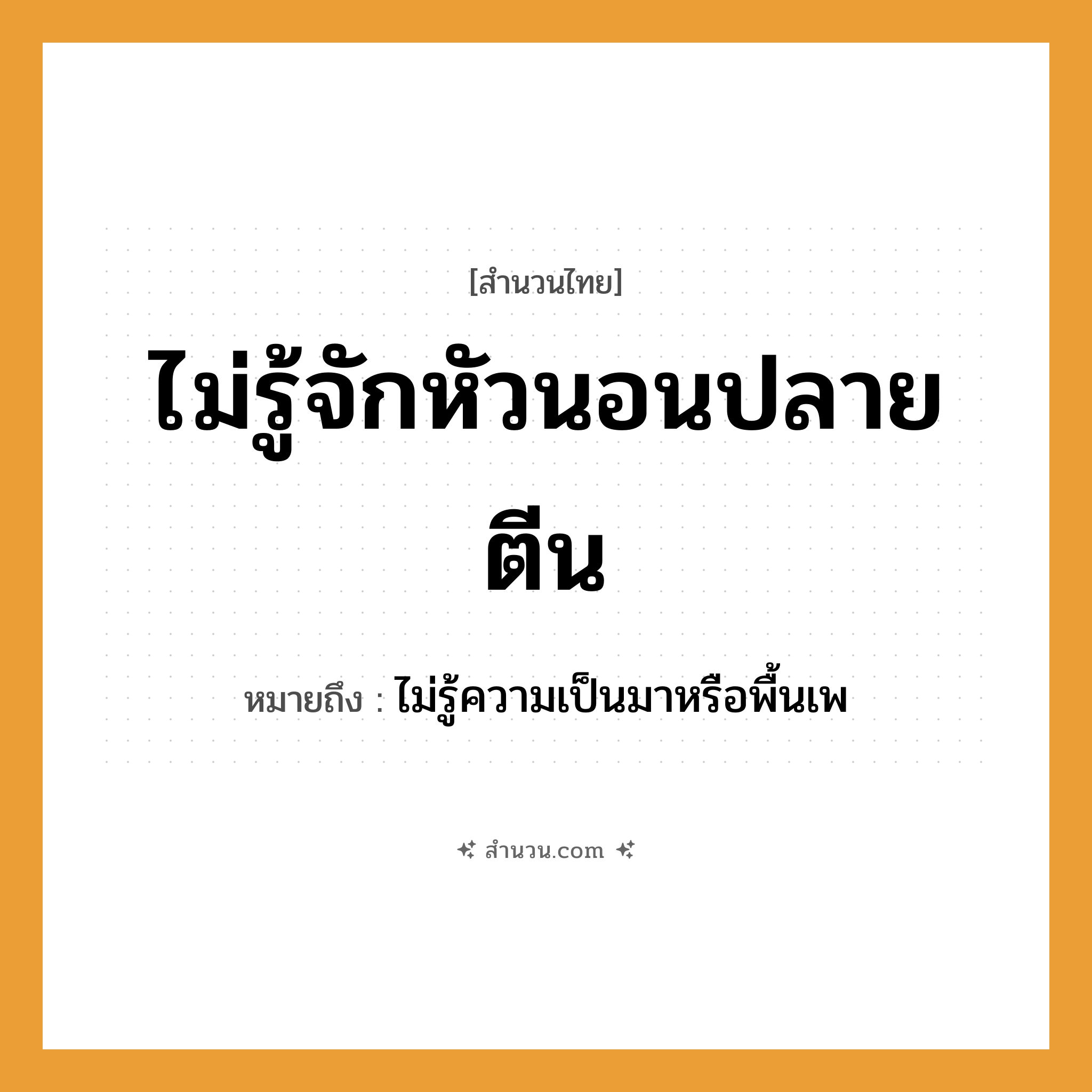 สำนวนไทย: ไม่รู้จักหัวนอนปลายตีน หมายถึง?, หมายถึง ไม่รู้ความเป็นมาหรือพื้นเพ