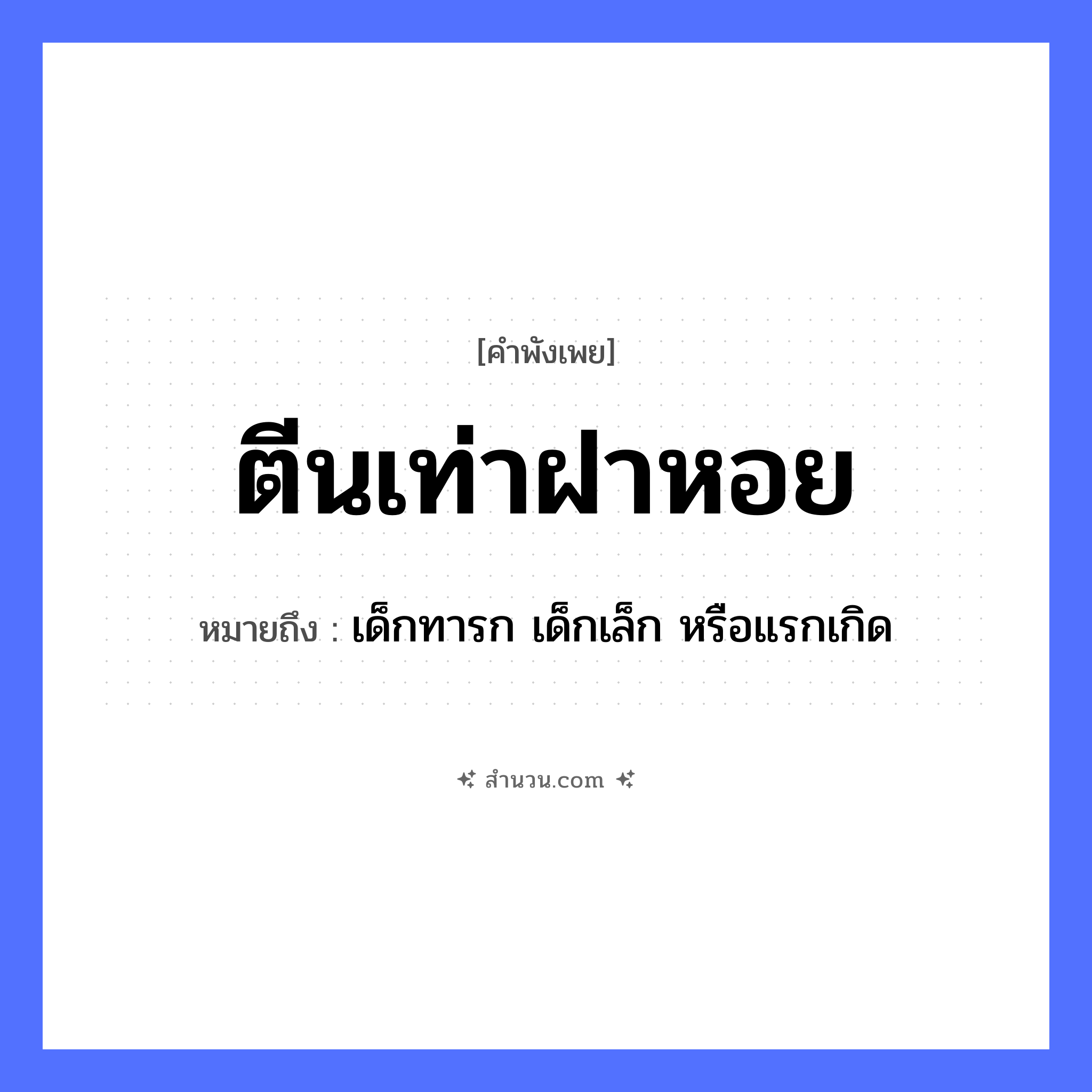สำนวนไทย: ตีนเท่าฝาหอย หมายถึง?, หมายถึง เด็กทารก เด็กเล็ก หรือแรกเกิด สัตว์ หอย อวัยวะ ตีน ธรรมชาติ ฝาหอย หมวด คำพังเพย