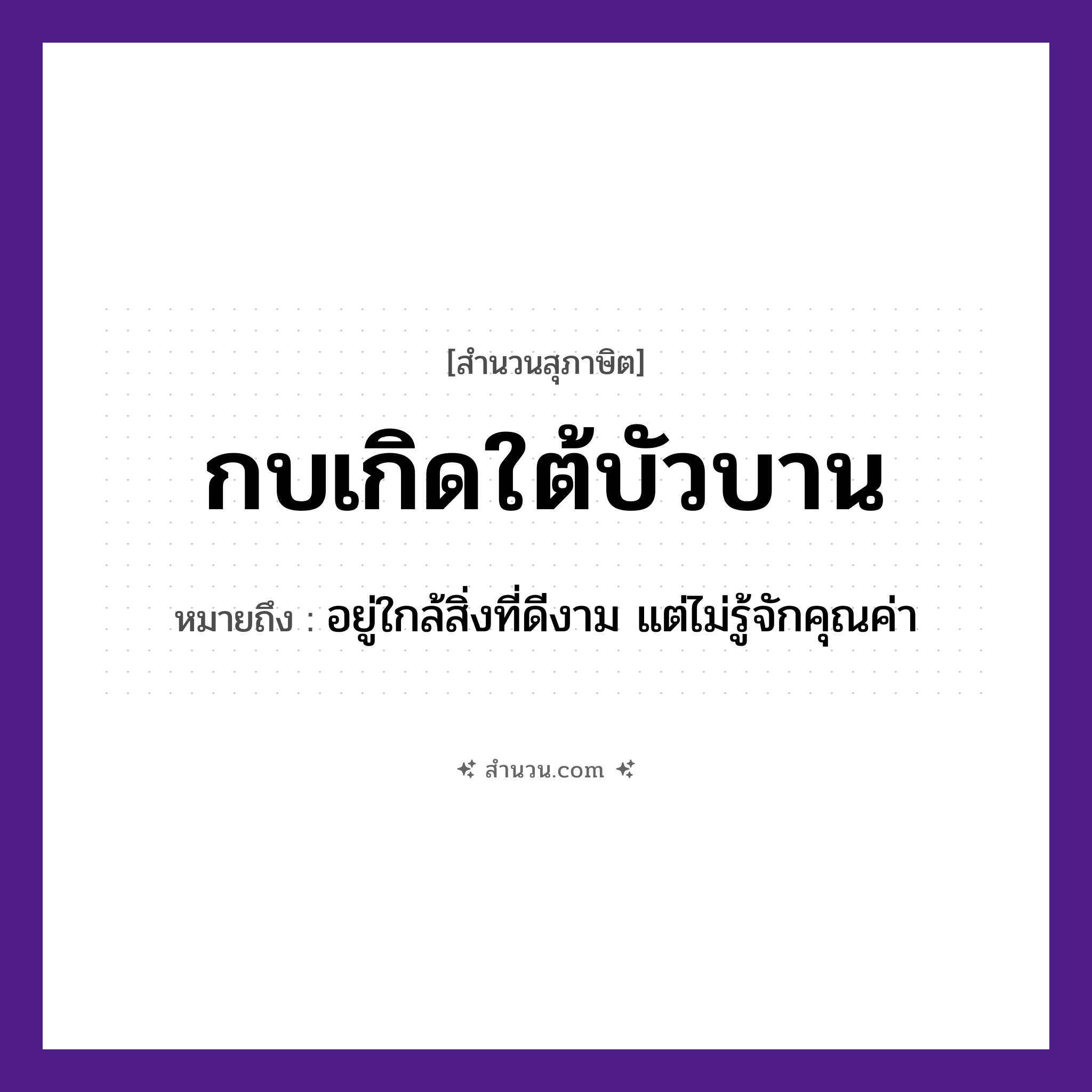 สำนวนไทย: กบเกิดใต้บัวบาน หมายถึง?, หมายถึง อยู่ใกล้สิ่งที่ดีงาม แต่ไม่รู้จักคุณค่า สัตว์ กบ